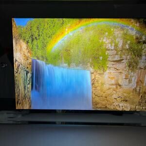 VTG Lighted MOVING RAINBOW WATERFALL Picture Water Bird Sounds Mirror SEE VIDEO